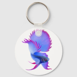 Stor blåttBetta fisk Keychain Nyckelring