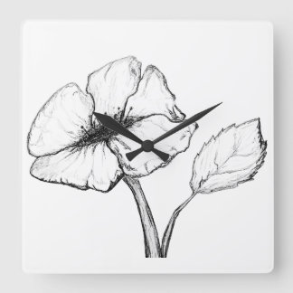 Stor blomma lång stjälk skuren och skissad fyrkantig klocka