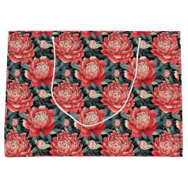 Stor blommig presentpåse med antika korallfärgade 