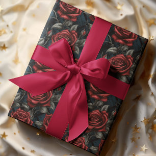 Stor Blommigt för Moody Mörk i Ro, röda och Grönt Presentpapper