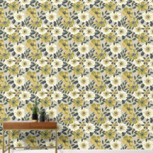 Stor Blommigt Grönt Vit och Grått