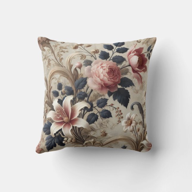 Stor Blommigt Motif Design Mönster 3 Kudde (Baksida)