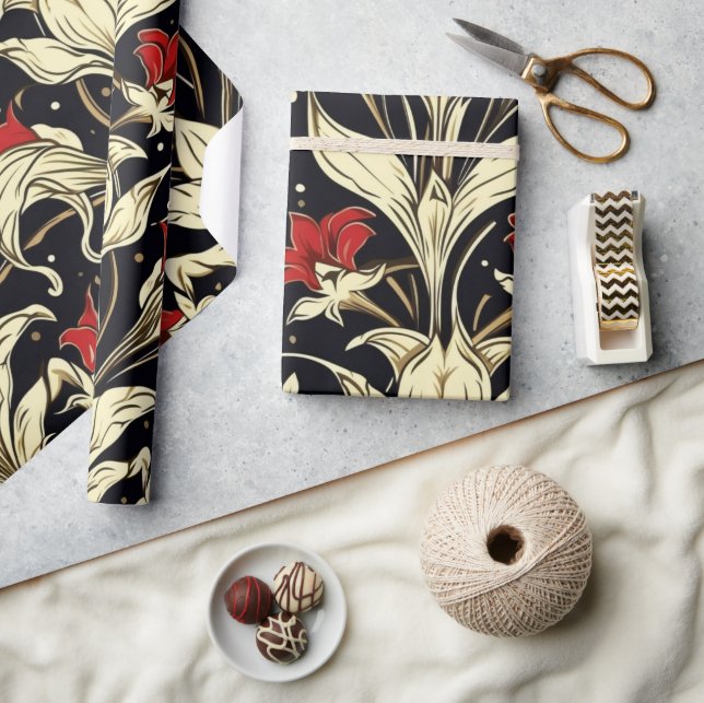 Stor  Blommönster - figursättning Papper Presentpapper (Hantverk)