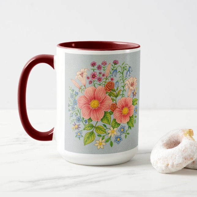 Stor blomsterbukett mugg (Med munk)