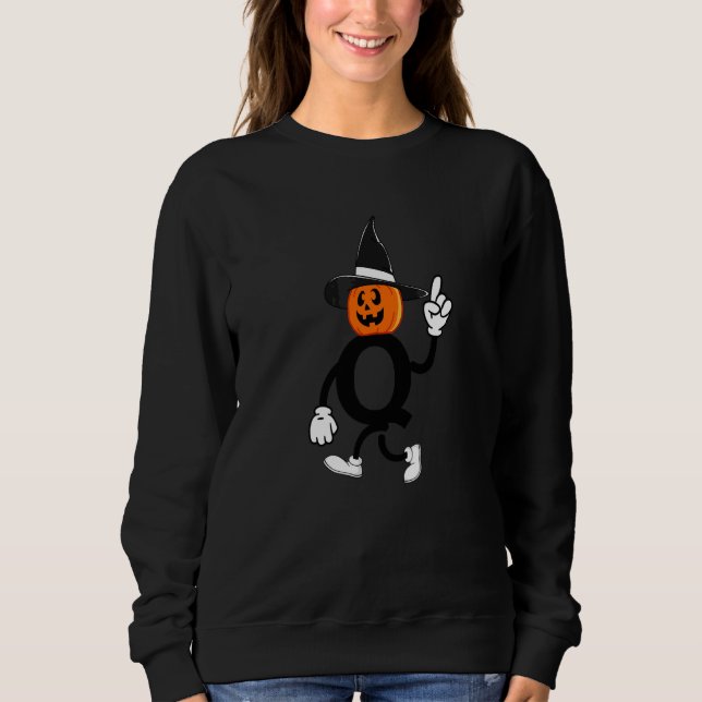 Stor bokstav Q Pumpa Monogram Halloween Kostym T Shirt (Framsida)