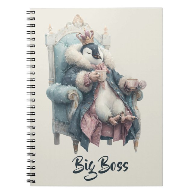 Stor Boss Vinter Pingvin Design Anteckningsbok (Framsidan)