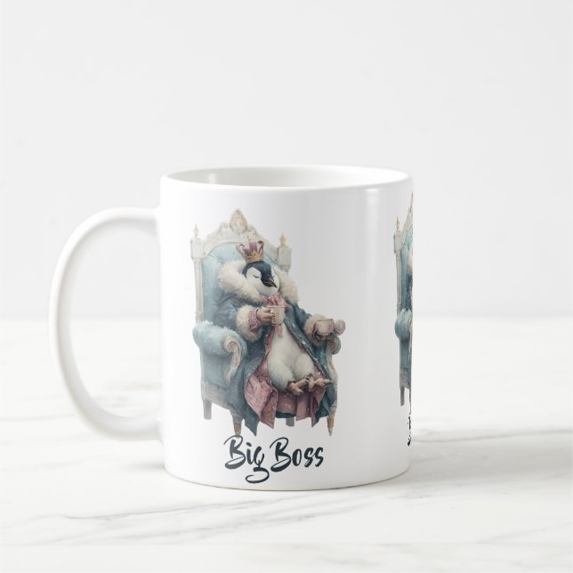 Stor Boss Vinter Pingvin Design Kaffemugg (Vänster)