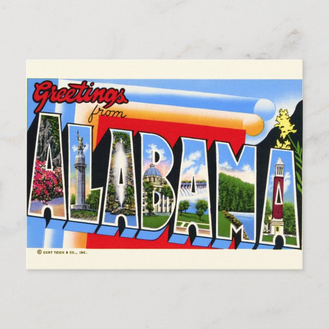 Stor brevhälsning från Alabama vykort (Framsida)