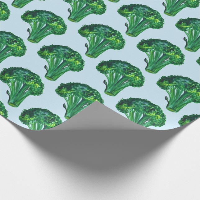 Stor broccoli på blå presentvattenfärg presentpapper (Hörn)