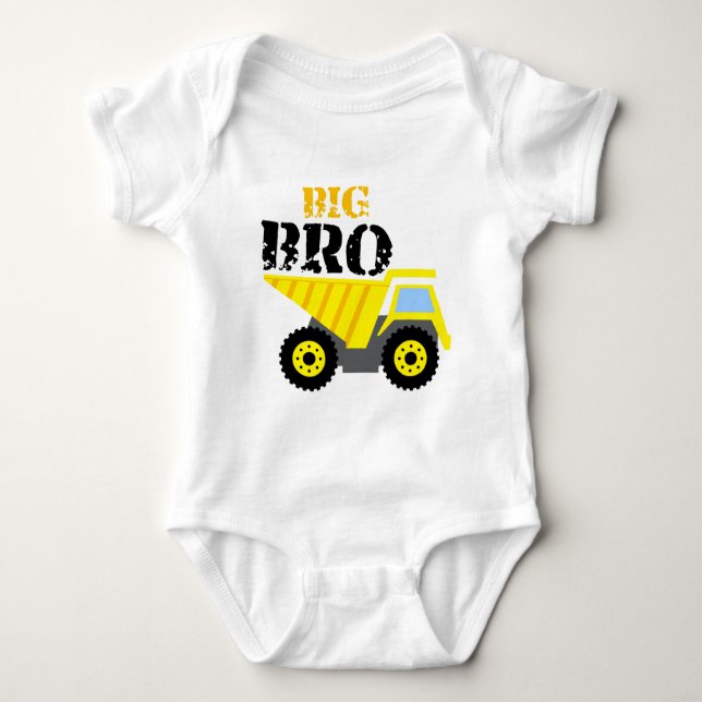 Stor Bror Construction Gul Dumper Lastbil T Shirt (Framsida)