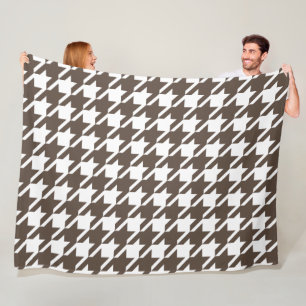 Stor Brun Houndstooth Fleecefilt