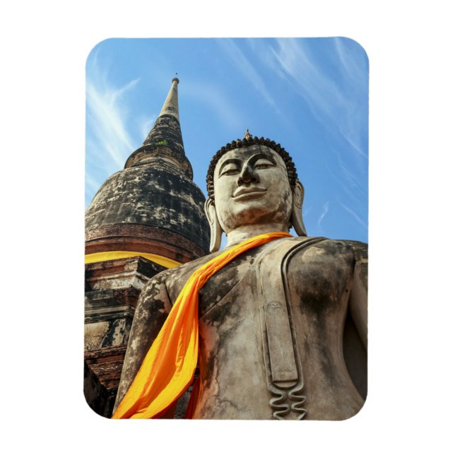 Stor Buddha i Ayutthaya, Thailand Magnet (Vertikal)