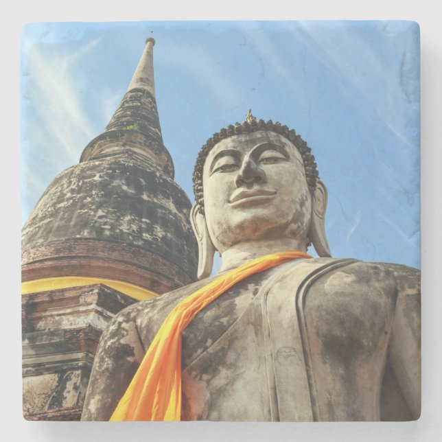 Stor Buddha i Ayutthaya, Thailand Stenunderlägg (Framsidan)