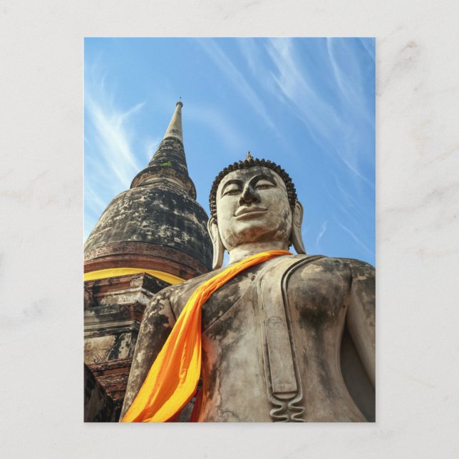 Stor Buddha i Ayutthaya, Thailand Vykort (Framsida)
