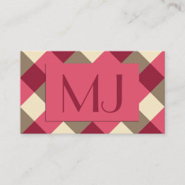 Stor Buffalo Check, burgundy, kräm och taupe Visitkort