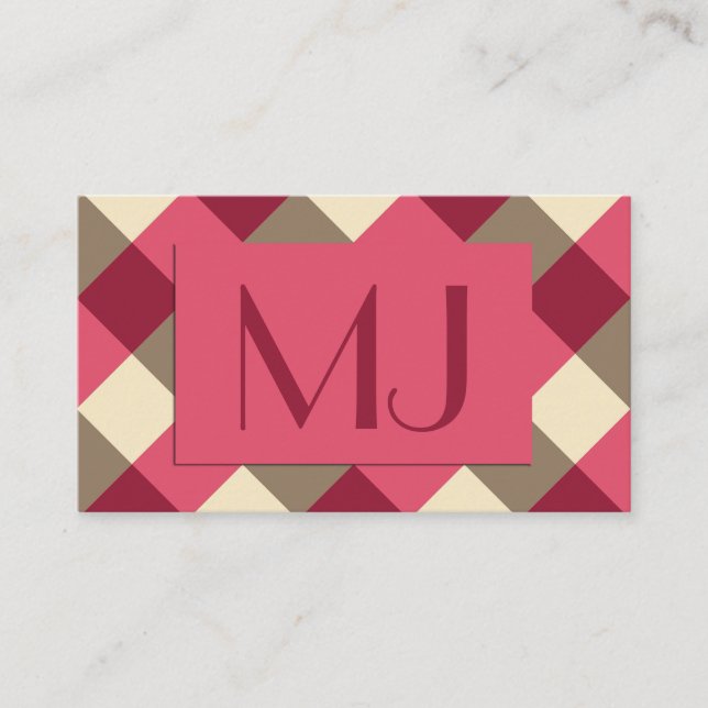 Stor Buffalo Check, burgundy, kräm och taupe Visitkort (Framsida)