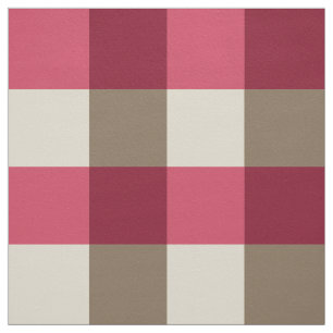 Stor buffelkontroll, burgundy, kräm och taupe tyg