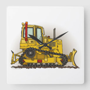 Stor BulldozerDozer Fyrkantig Klocka