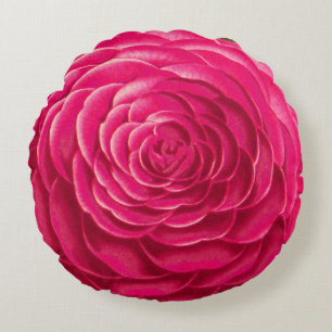 Stor Camelliablommar, Fuchsia rosa Rund Kudde
