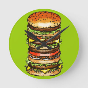 Stor Cheeseburger Rund Klocka