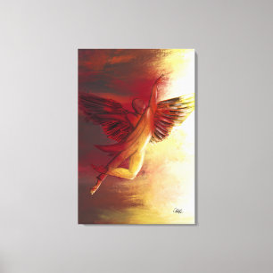 Stor Christian Wall Art Angel nr 1 i rött Canvastryck