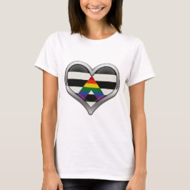 Stor Chrome Heart i HBT Ally Pride Flagga Färg Tee Shirt