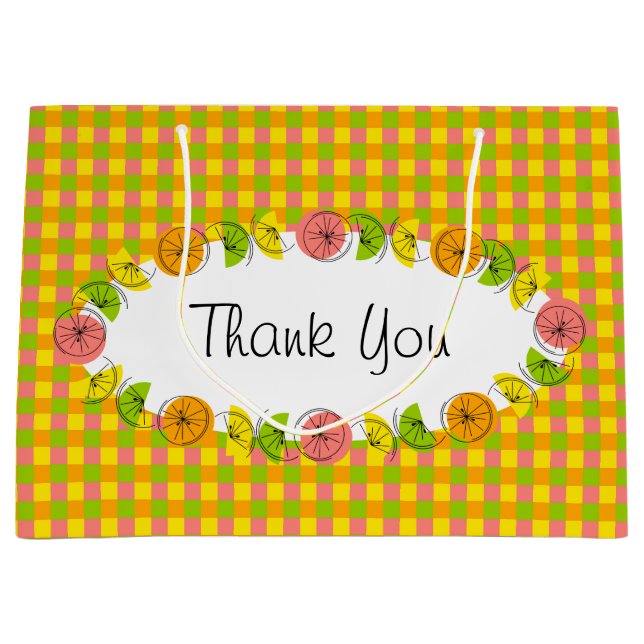 Stor Citrus Oval Kontrollera Tack-gåvabag (Framsidan)