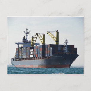 Stor containerFrakt vid ankare Vykort