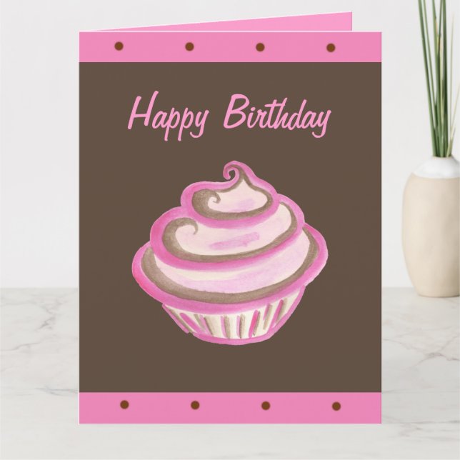 Stor Cupcake Glad Födelsedag Kort (Framsida)