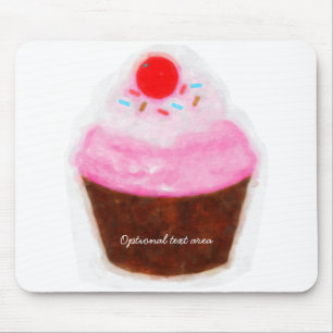 Stor Cupcake & Körsbär Vattenfärg Personlig Musmatta