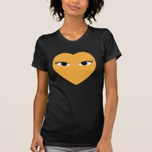 Stor Cute Heart med Ögon T Shirt