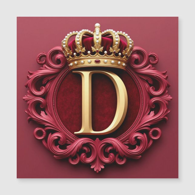 Stor D-monogram på röd sammetsbakgrund (Framsida)