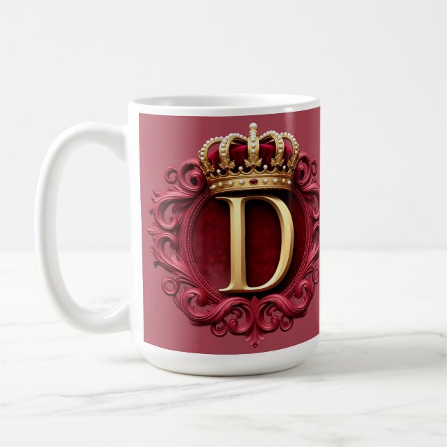 Stor D-monogram på röd sammetsbakgrund Kaffemugg (Vänster)
