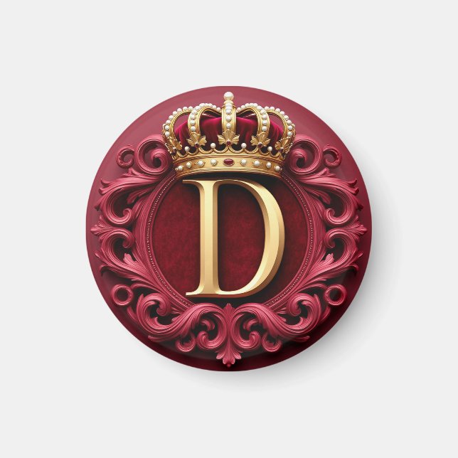 Stor D-monogram på röd sammetsbakgrund Magnet (Framsidan)