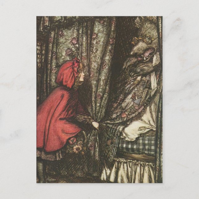 Stor dålig Varg i mormors bed Vykort (Framsida)