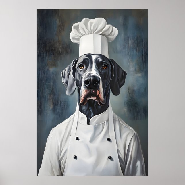 Stor Daneserhund i kockhatt Affisch, Rolig Husdjur Poster (Framsidan)
