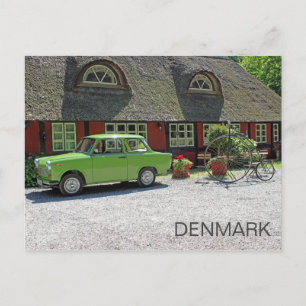 Stor Danmark Med Trabant Bil Postkort! Vykort