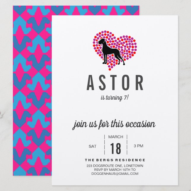 Stor Danne Födelsedagsinbjudan Inbjudningar (Fram/baksida)