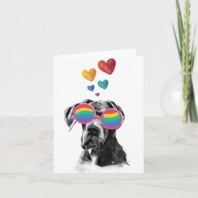Stor Dansk hund med hjärtan Alla hjärtans dag kast Kort (Framsida)