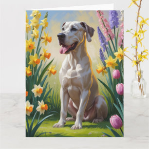 Stor Dansk Hund Vårblommor Målning Kort