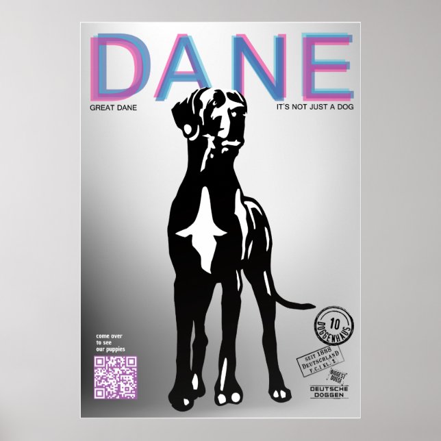 Stor Dansk Puppy Försäljning Affisch (Framsidan)