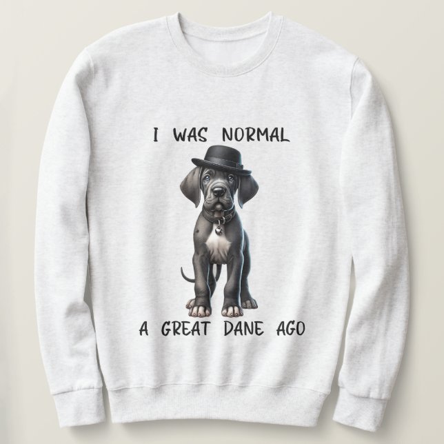 Stor Dansk-valp Rolig  Lång Ärmad Tröja (Design framsida)