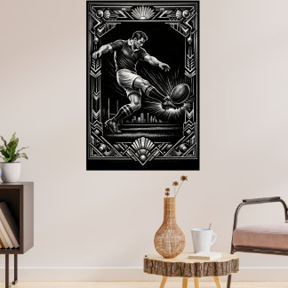 Stor Deco-stil Rugby Konsttryck Poster