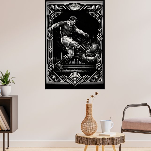Stor Deco-stil Rugby Konsttryck Poster (Vardagsrum 3)