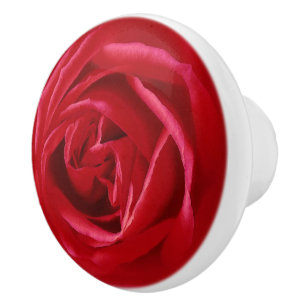 Stor Deep Röd ros Skriv ut Knopp