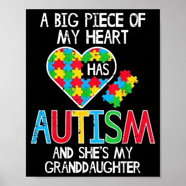 Stor Del Av Mitt Hjärta Har Autism Barnbarn Awa Poster (Framsidan)