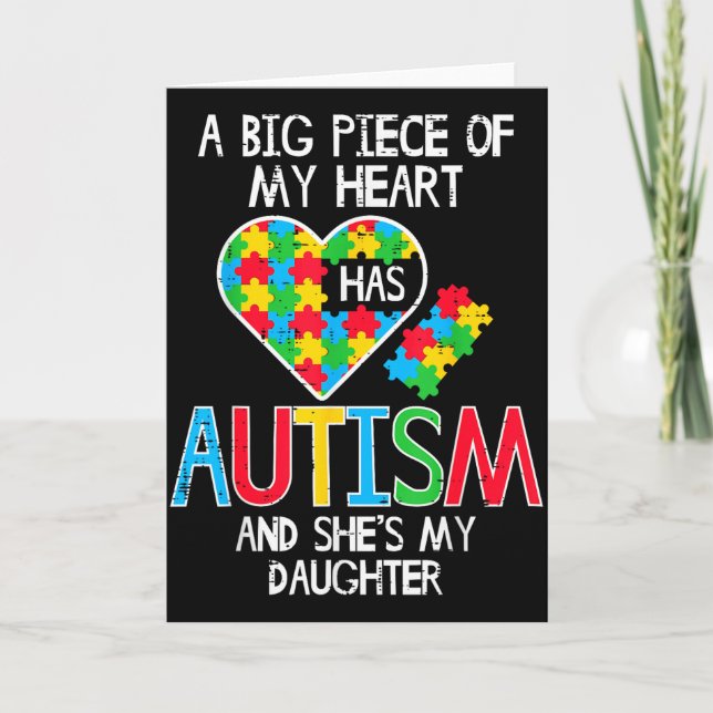 Stor Del Av Mitt Hjärta Har Autism Dotter Medveten Kort (Framsida)
