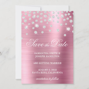 Stor diamantkonfetti rosa Ombre-folie Spara Datumet