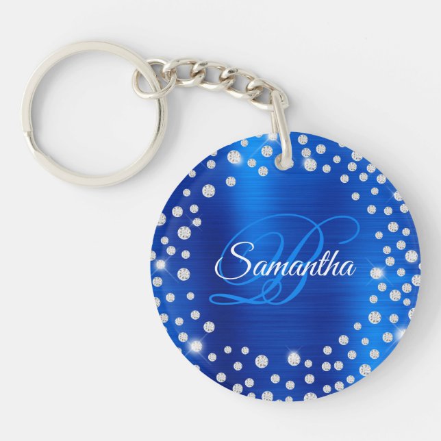 Stor diamantkonfetti Royal Blue Folie Monogram (Framsidan)