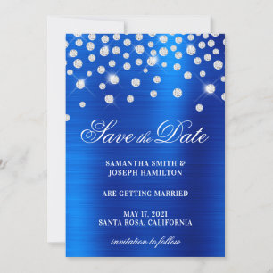 Stor diamantkonfetti Royal Blue Ombre-folie Spara Datumet